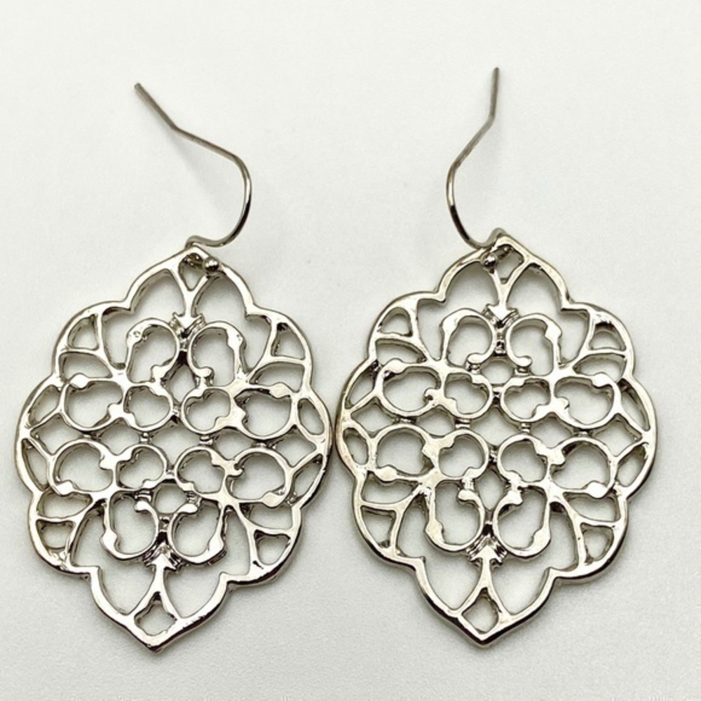 Silver Color Earrings Filigree Moroccan Boho Style Drop Earrings